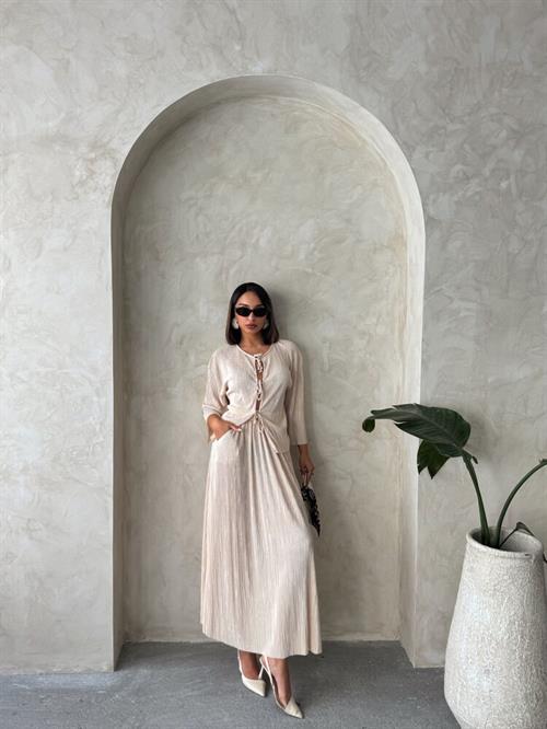 F 1913 PLEATED SKIRT - STONE