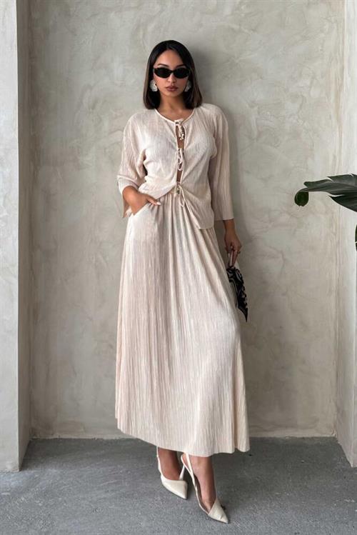 F 1913 PLEATED SKIRT - STONE