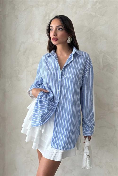 F 1917 STRIPED LINEN SHIRT - LIGHT BLUE
