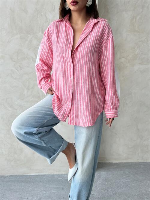 F 1917 STRIPED LINEN SHIRT - DARK POWDER