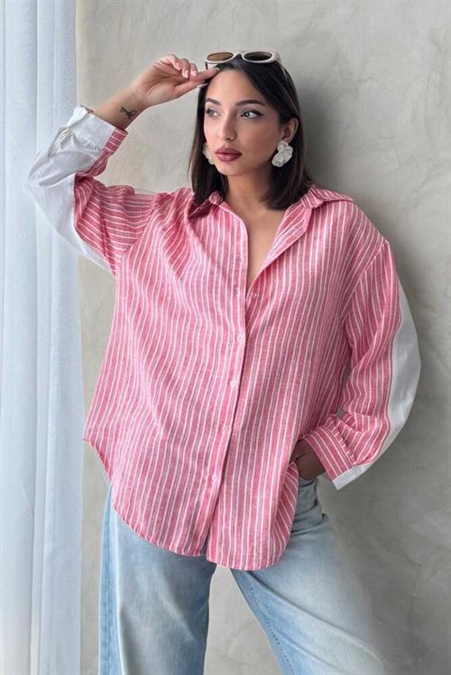 F 1917 STRIPED LINEN SHIRT - DARK POWDER