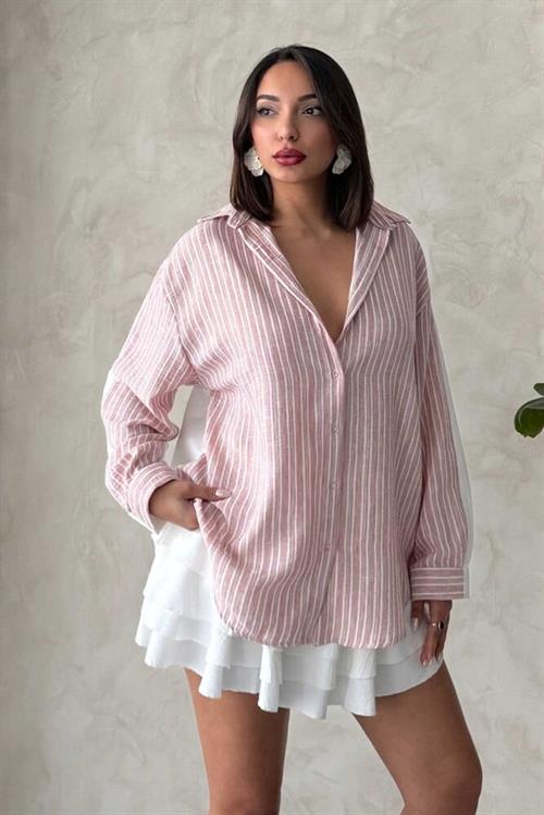 F 1917 STRIPED LINEN SHIRT - PINK