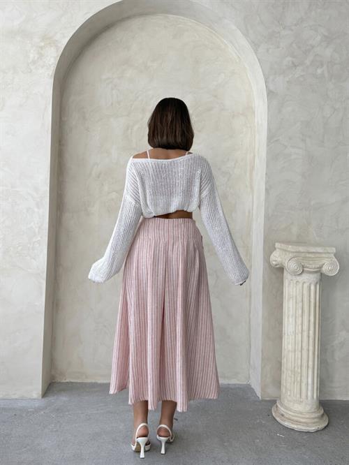 F 1918 STRIPED LINEN SKIRT - DARK POWDER