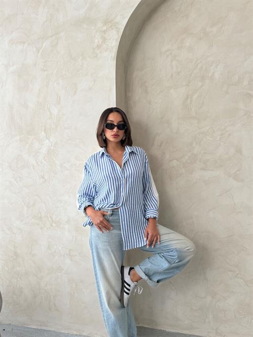 F 1919 STRIPED LINEN SHIRT - LIGHT BLUE