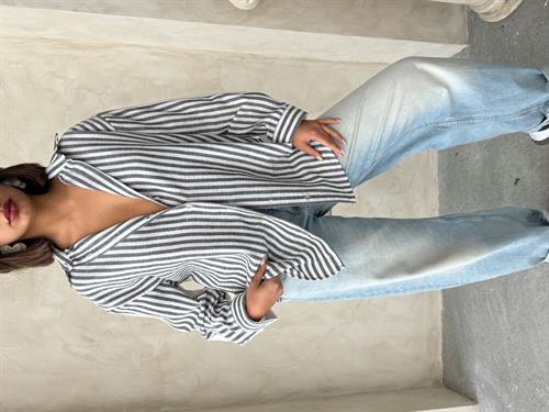 F 1919 STRIPED LINEN SHIRT - BLACK