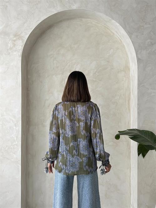 F 1920 PATTERNED SATIN SHIRT - KHAKI