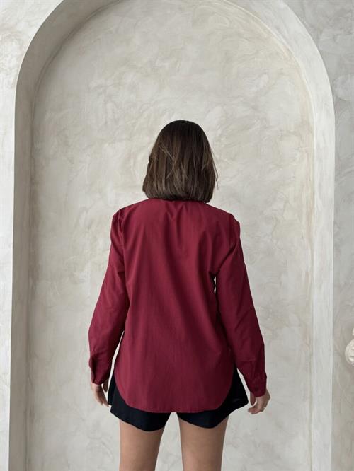 F 1925 SHIRT WITH FLOWER DETAILED - CLARET RED