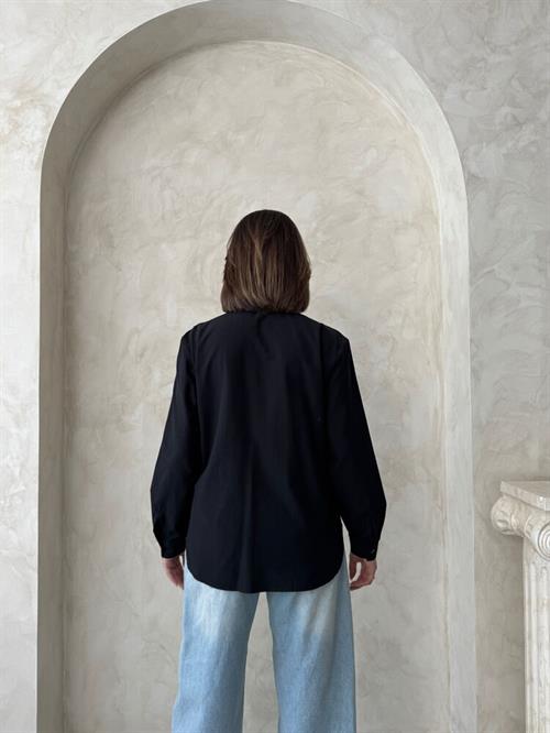 F 1925 FLOWER DETAILED SHIRT - BLACK