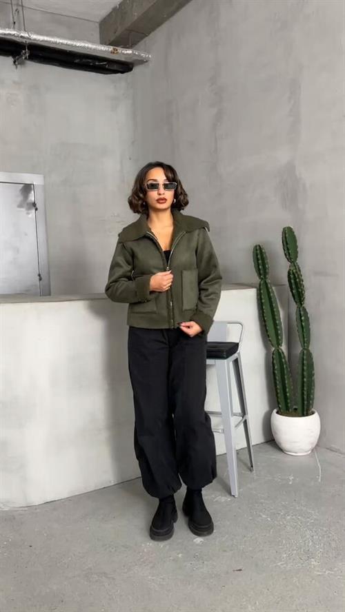 F Suede Plush Wholesale Coat - Khaki Khaki