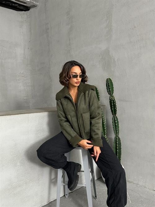 F Suede Plush Wholesale Coat - Khaki Khaki