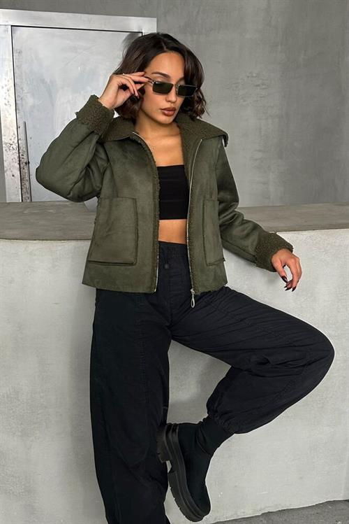 F Suede Plush Wholesale Coat - Khaki Khaki