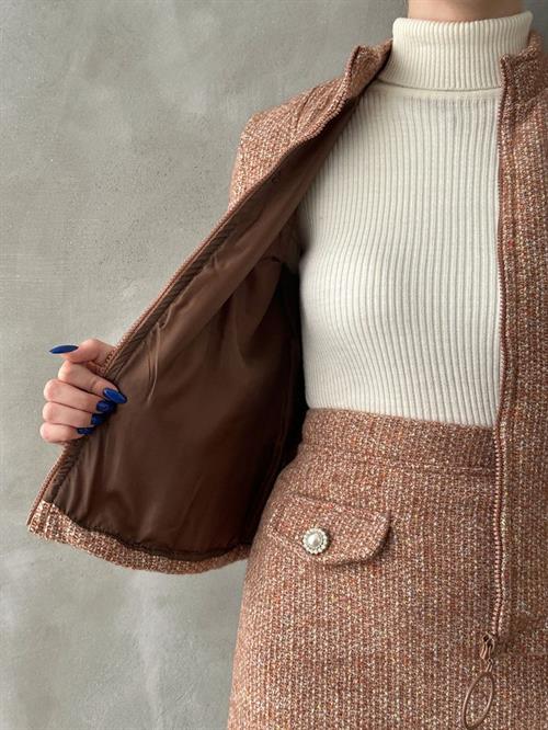 Zippered Bowl Wholesale Coat - Dark Coffee