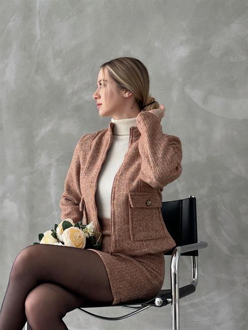 Zippered Bowl Wholesale Coat - Dark Coffee