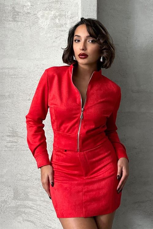Wholesale Coat with Zipper - Red