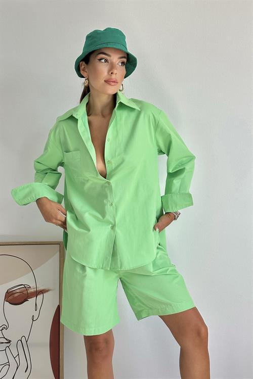 Wholesale Peanut Green Shirt and Shorts Suit