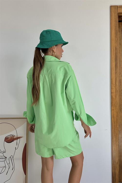 Wholesale Peanut Green Shirt and Shorts Suit