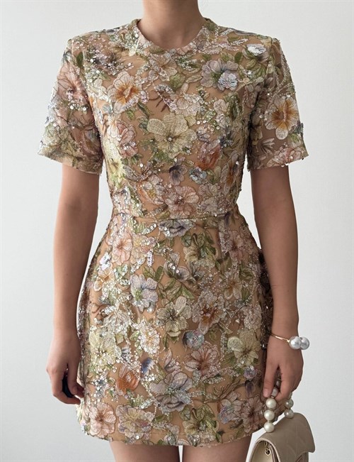 Flowes Crystal Embellished Dress