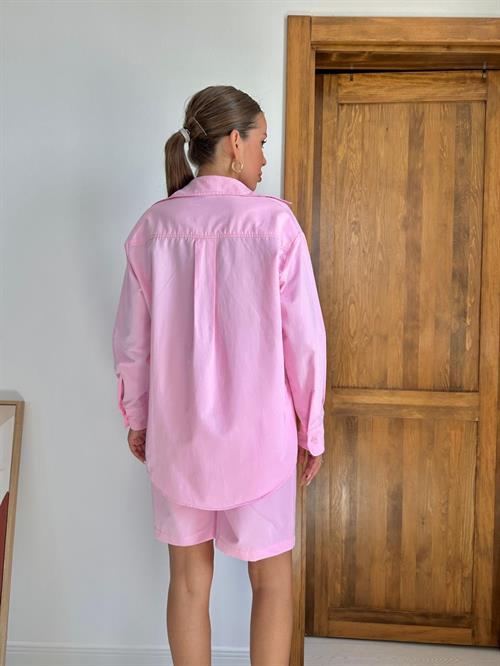 Wholesale Fuchsia Shirt and Shorts Linen Suit