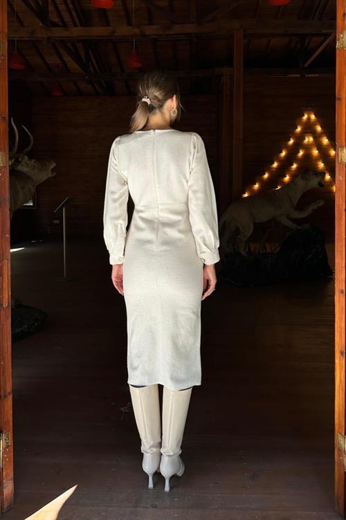 Wholesale Ecru Wide Neck Dress