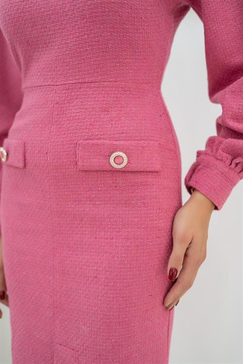 Wholesale Fuchsia Wide Neck Dress