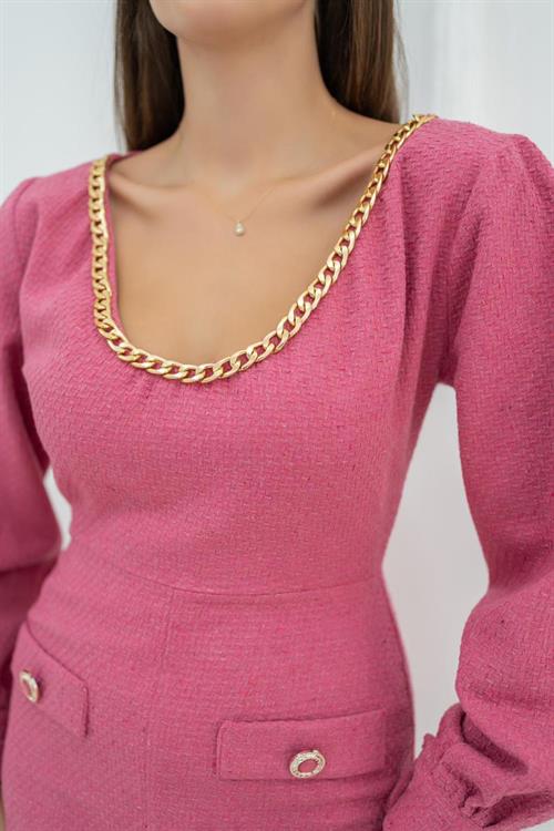 Wholesale Fuchsia Wide Neck Dress