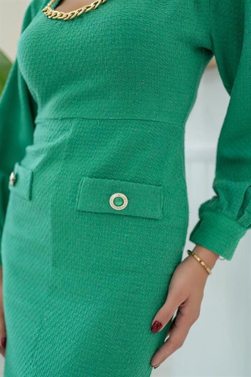 Wholesale Green Wide Neck Dress