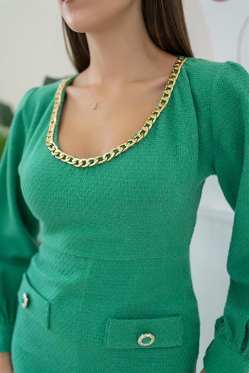 Wholesale Green Wide Neck Dress