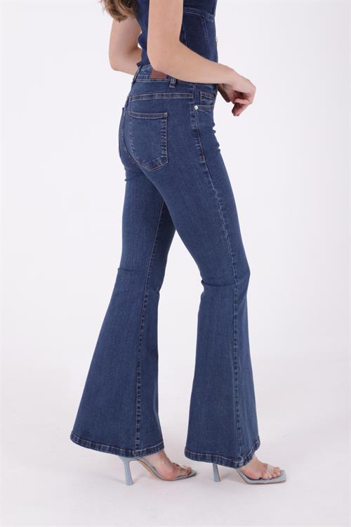 Geniş İspanyol Paça Kot Pantolon 7067-07-(27-32) Siyah