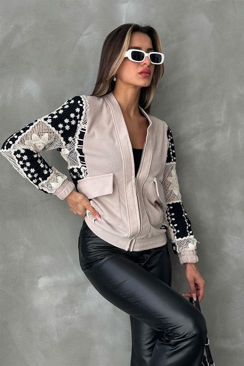 Wholesale Jacket with Grain Detail - Stone