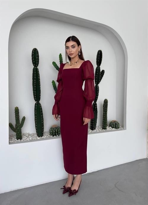 Hare Sleeves Ruffle Detailed Dress
