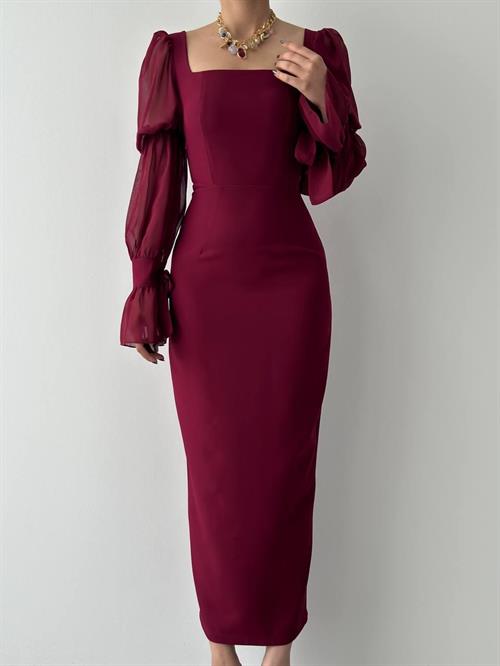 Hare Sleeves Ruffle Detailed Dress