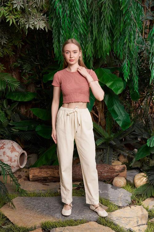 Carrot Linen Pants Hs703-74-(S-Xl)