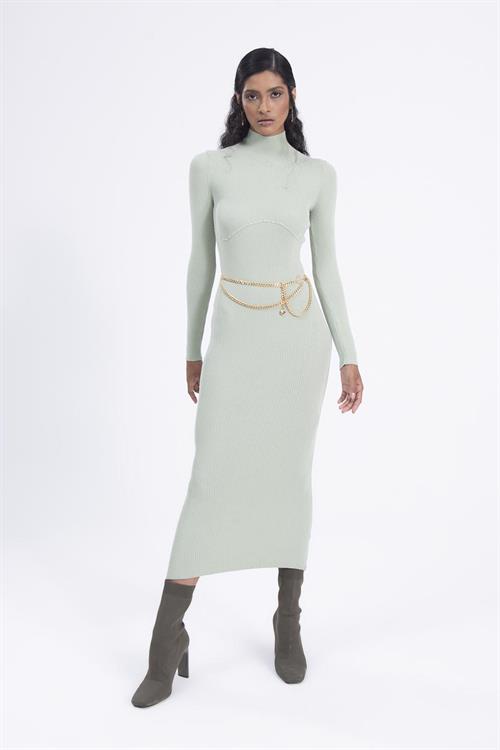 High neck knitted pencil dress