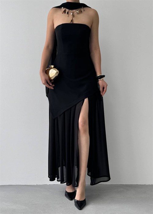 Hulos Dress with Shawl Detail