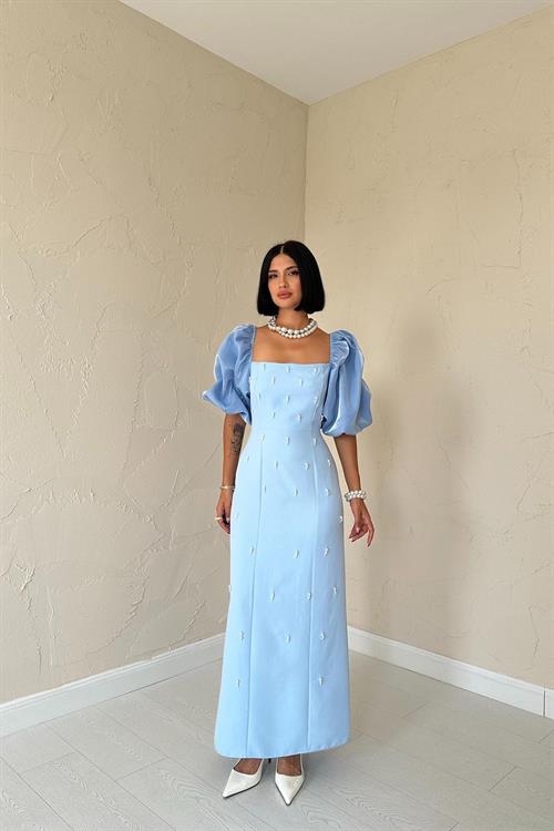 Wholesale Baby Blue Embellished Dress