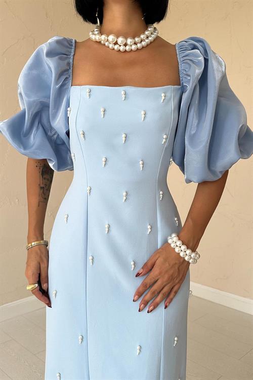 Wholesale Baby Blue Embellished Dress