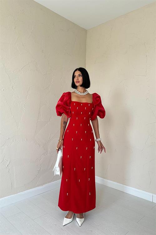 Wholesale Red Embellished Dress