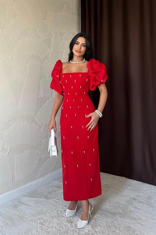 Wholesale Red Embellished Dress