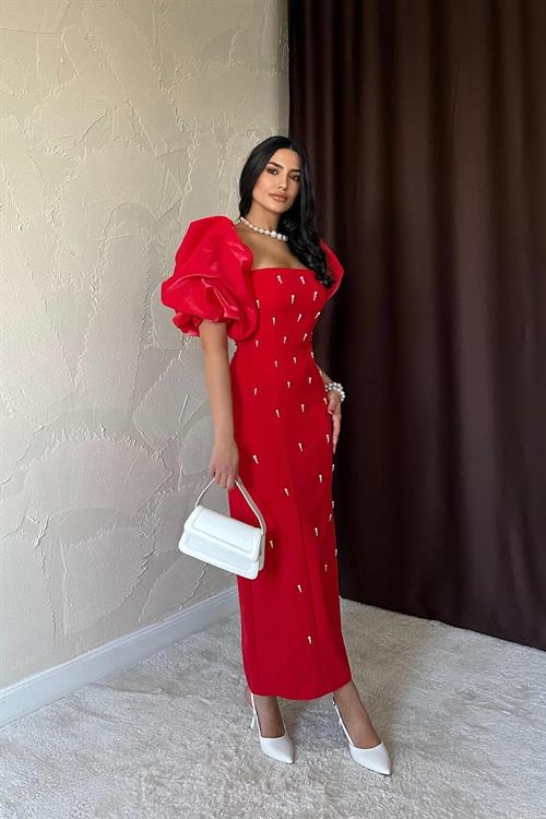 Wholesale Red Embellished Dress