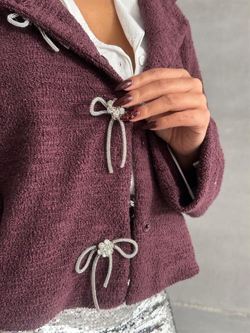 İyonklu Toptan Ceket - Bordo