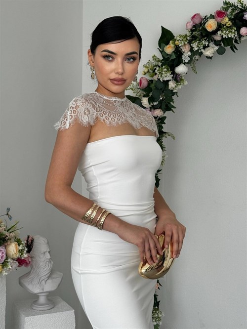 Jecan Shoulder Cape Detail Dress