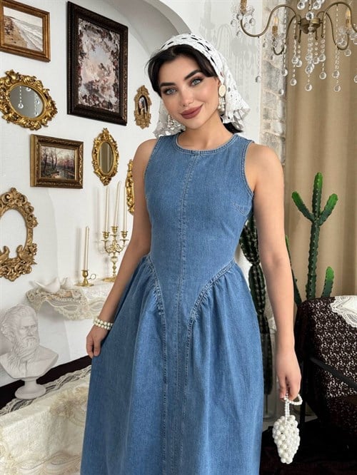 Jere Denim Dress with Backless Detail