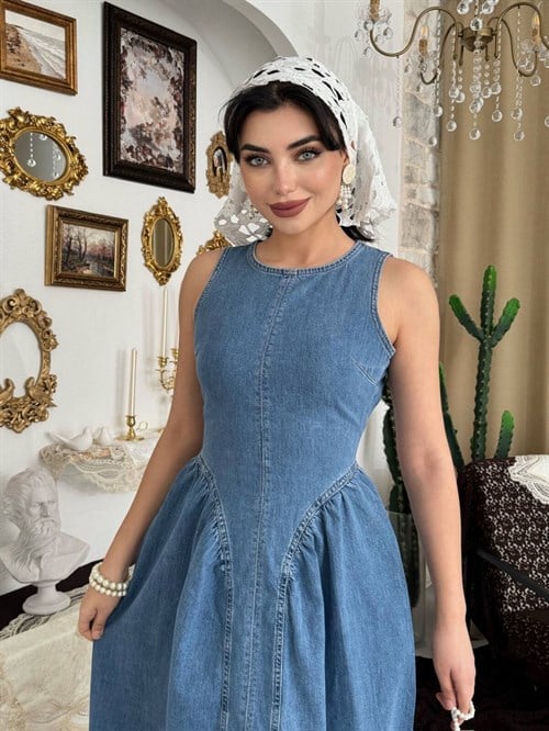 Jere Denim Dress with Backless Detail