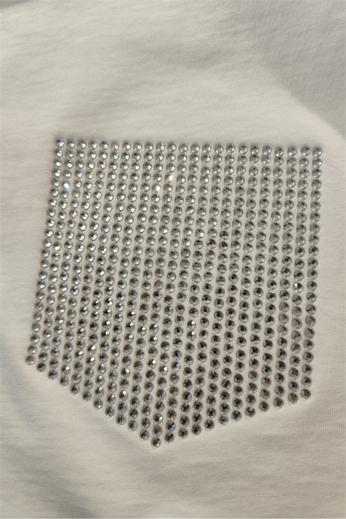 Womens Stone Detailed Pocket Crop T-Shirt