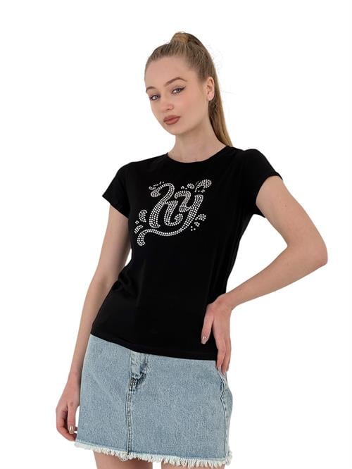 Womens Stone Embroidered Short Sleeve Summer Tight White T-Shirt