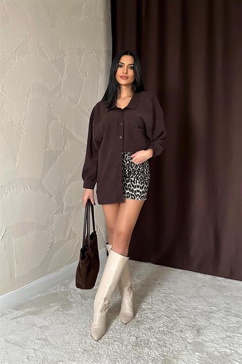 Wholesale Brown Loose Shirt