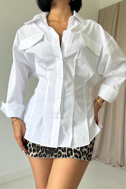 Wholesale White Pleated Shirt