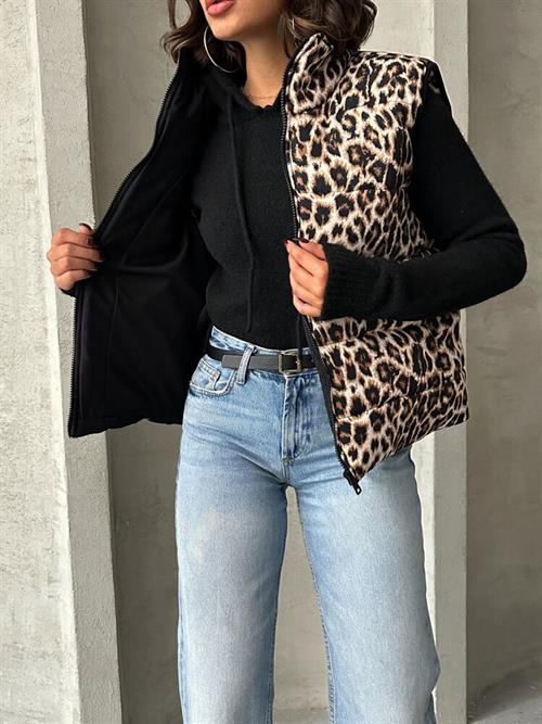 Quilted Wholesale Vest - Leopard