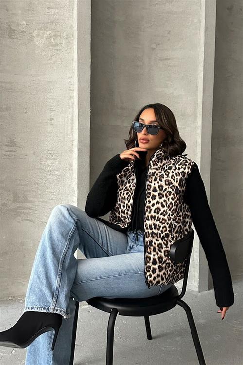 Quilted Wholesale Vest - Leopard