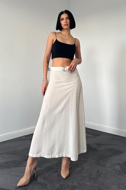 Wholesale Belted Skirt - Beige